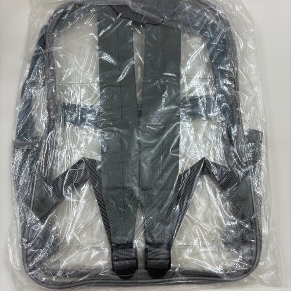 Clear - Transparent -Full Sized Backpack W/ Gray Straps - Stadium Approved - NWT - Picture 5 of 5